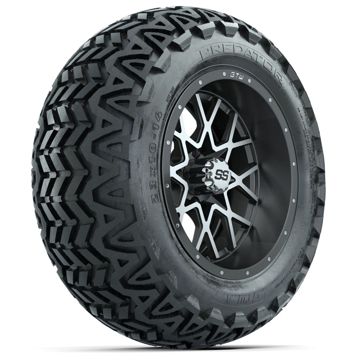 Set of (4) 14 in GTW Vortex Wheels with 23x10-14 GTW Predator All-Terrain Tires