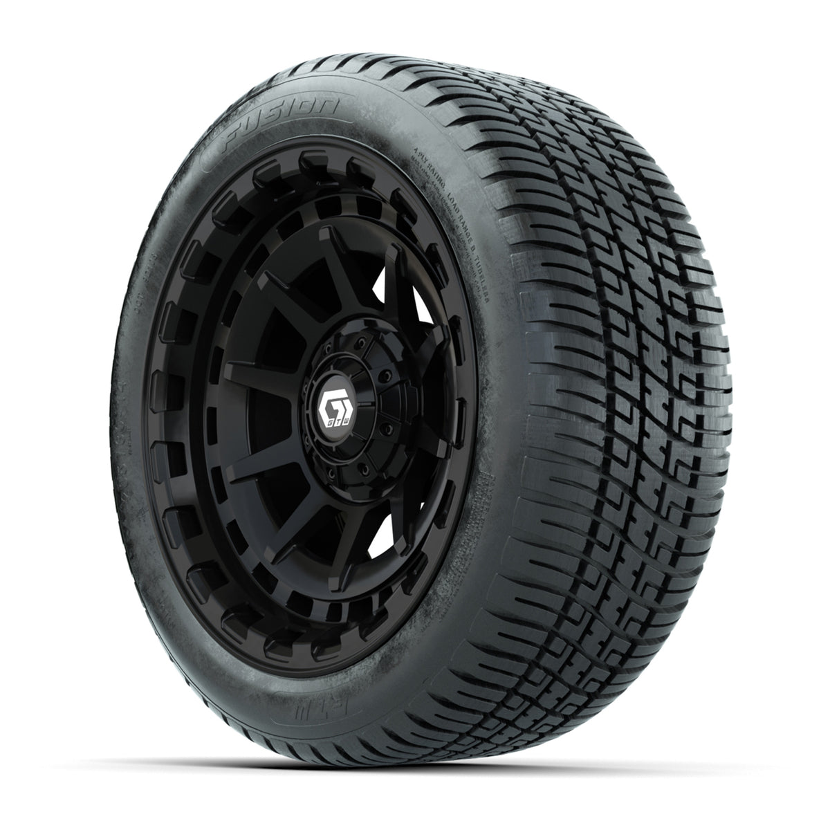 GTW Barricade Gloss Black 14 in Wheels with 205/30-14 Fusion Street Tires  Full Set