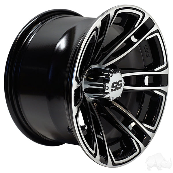 RHOX RX396, Machined Gloss Black, 12x7 ET-25