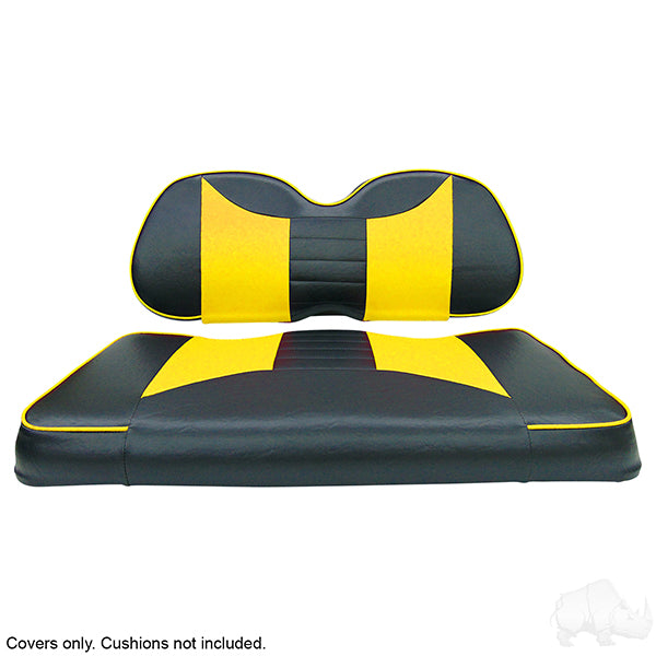 Lakeside Buggies RHOX Front Seat Cover Set, Rally Black/Yellow, Club Car Tempo, Precedent 04+- SEAT-031BY-R-CV Rhox NEED TO SORT