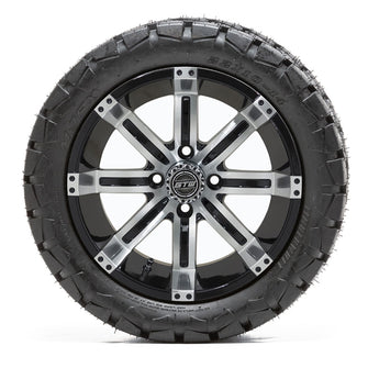 GTW Tempest Black and Machined Wheels with 22in Timberwolf Mud Tires - 14 Inch