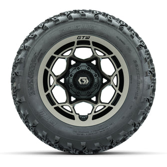 GTW Nexus Gloss Black/Satin Bronze 12 in Wheels with 22x11.00-12 Rogue All-Terrain Tires  Full Set