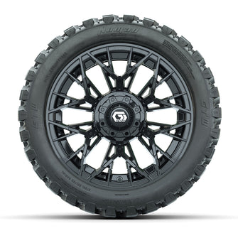 Set of (4) 14 in GTW Stellar Black Wheels with 23x10-R14 Nomad All-Terrain Tires