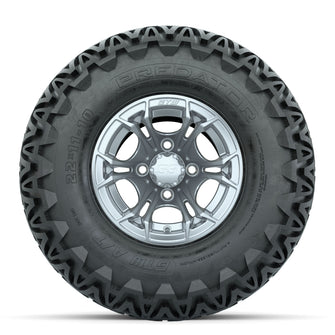 GTW Spyder Silver Brush 10 in Wheels with 22x11-10 Predator All Terrain Tires  Full Set