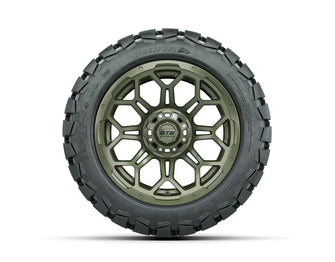 14ù GTW Bravo Matte Recon Green Wheels with 22ù Timberwolf Mud Tires  Set of 4