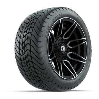 GTW® Stealth Black/Machined 12 in Wheels with 215/35-12 Mamba Street Tires – Full Set