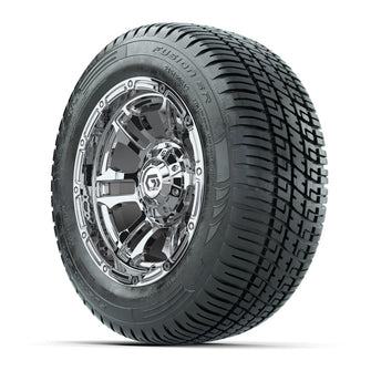 GTW® Shogun Chrome 12 in Wheels with 215/50-R12 Fusion S/R Steel Belt Radial Tires – Full Set