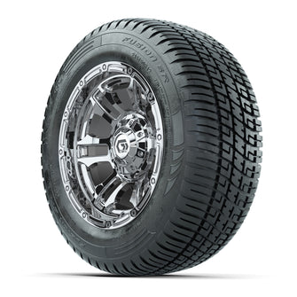 GTW Shogun Chrome 12 in Wheels with 215/50-R12 Fusion S/R Steel Belt Radial Tires  Full Set