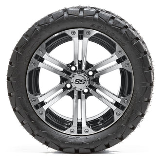 GTW Specter Black and Machined Wheels with 22in Timberwolf Mud Tires - 14 Inch