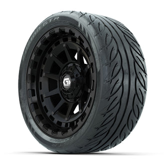 GTW Barricade Gloss Black 14 in Wheels with 205/40-R14 Fusion GTR Steel Belted Street Tires  Full Set