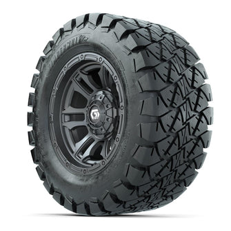 GTW® Shogun Gunmetal 12 in Wheels with 22x10-12 Timberwolf All-Terrain Tires – Full Set