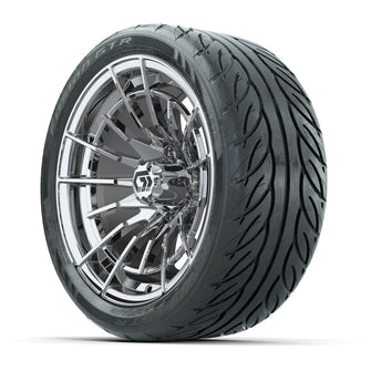 GTW Boost Chrome 14 in Wheels with 205/40-R14 Fusion GTR Steel Belted Street Tires  Full Set