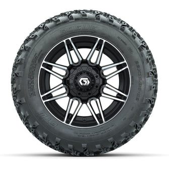 GTW Stealth Black/Machined 12 in Wheels with 22x11.00-12 Rogue All-Terrain Tires  Full Set