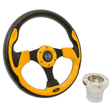 1982-Up Club Car DS - GTW Yellow Rally Steering Wheel with Chrome Adaptor