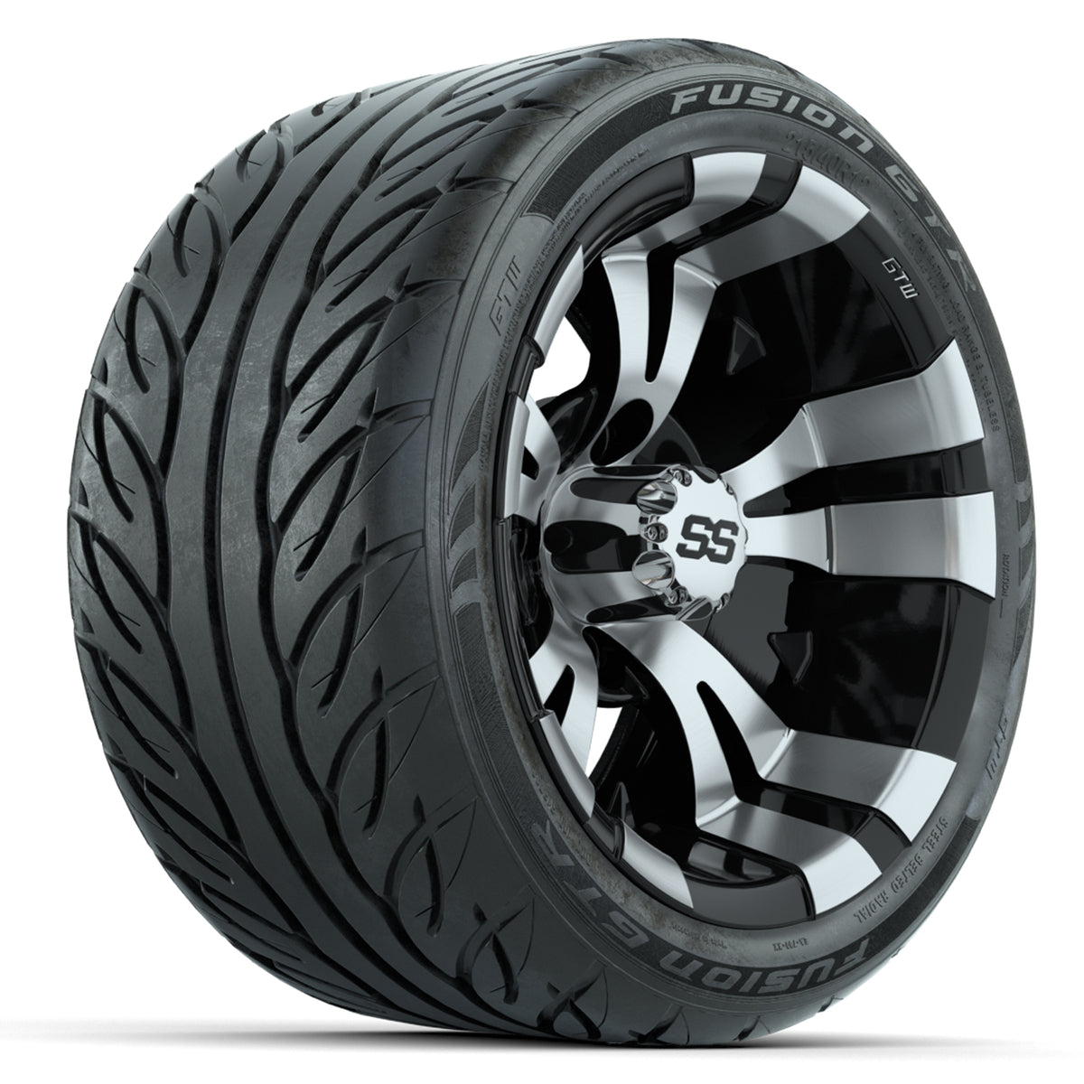 12ù GTW Vampire Machined/Black Wheels with Fusion GTR Street Tires  Set of 4