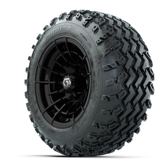 GTW® Boost Gloss Black 12 in Wheels with 22x11.00-12 Rogue All-Terrain Tires – Full Set