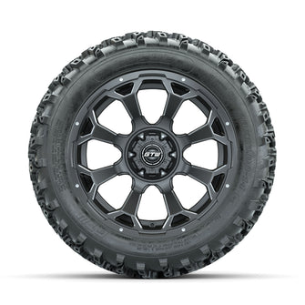 GTW Raven Ball Milled/Matte Grey 14 in Wheels with 23x10.00-14 Rogue All Terrain Tires  Full Set