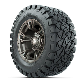 GTW® Vandal Satin Bronze/Machined 12 in Wheels with 22x10-12 Timberwolf All-Terrain Tires – Full Set