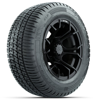 GTW Spyder Matte Black 12 in Wheels with 215/50-R12 Fusion S/R Street Tires  Full Set