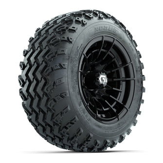 GTW Boost Gloss Black 12 in Wheels with 22x11.00-12 Rogue All-Terrain Tires  Full Set