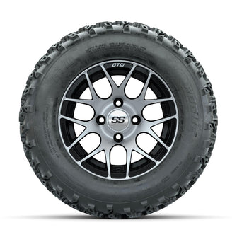 GTW Pursuit Machined/Black 12 in Wheels with 23x10.00-12 Rogue All Terrain Tires – Full Set