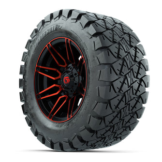 GTW Stealth Black/Red 12 in Wheels with 22x10-12 Timberwolf All-Terrain Tires  Full Set