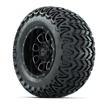 Set of (4) 12 in GTW Volt Machined & Black Wheels with 23x10.5-12 Predator All-Terrain Tires