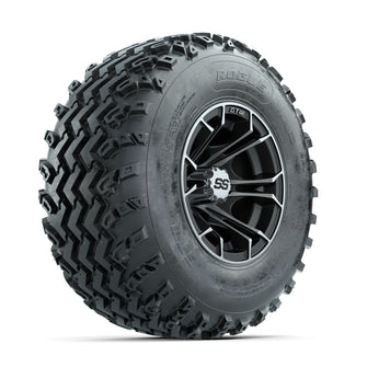 GTW Spyder Machined/Matte Grey 10 in Wheels with 22x11.00-10 Rogue All Terrain Tires  Full Set