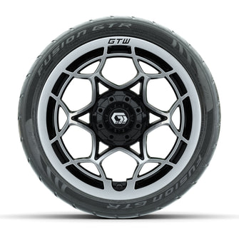 GTW Nexus Gloss Black/Silver 14 in Wheels with 205/40-R14 Fusion GTR Steel Belted Street Tires  Full Set