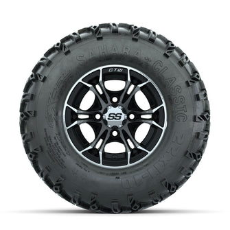 GTW Spyder Machined/Black 10 in Wheels with 22x11-10 Sahara Classic All Terrain Tires  Full Set