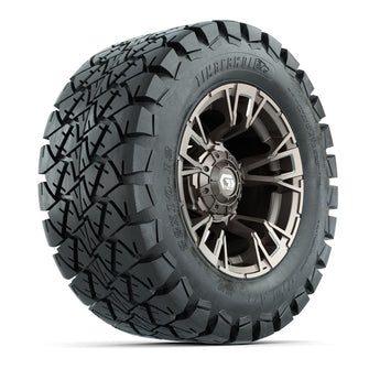 GTW® Vandal Satin Bronze/Machined 12 in Wheels with 22x10-12 Timberwolf All-Terrain Tires – Full Set