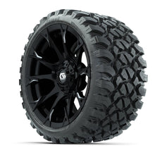 GTW® Diablo Gloss Black/Machined 15 in Wheels with 23x10-R15 Nomad Steel Belted Radial All-Terrain Tires – Full Set