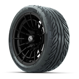 GTW Boost Gloss Black 14 in Wheels with 205/40-R14 Fusion GTR Steel Belted Street Tires  Full Set