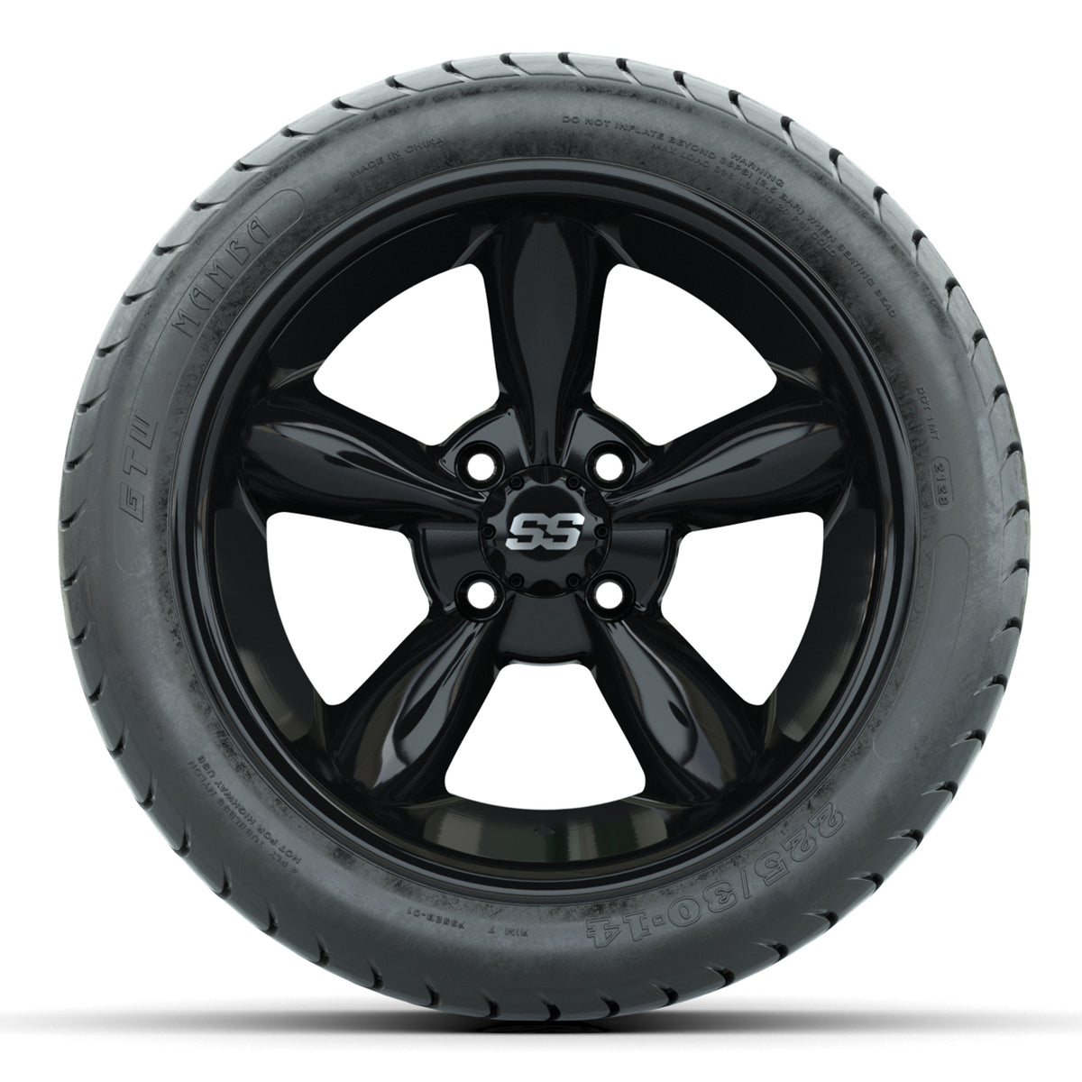 Set of (4) 14 in GTW Godfather Wheels with 225/30-14 Mamba Street Tires