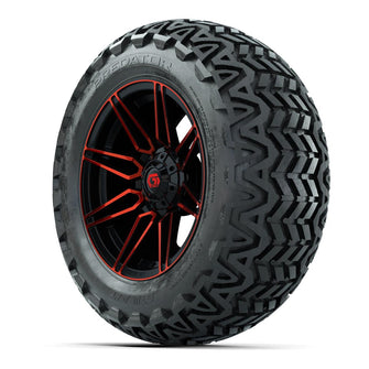 GTW® Stealth Gloss Black/Red 14 in Wheels with 23x10-14 Predator All-Terrain Tires – Full Set