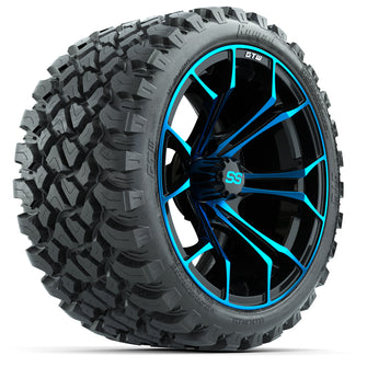 GTW Spyder Blue/Black 15 in Wheels with 23x10-R15 Nomad All-Terrain Tires  Full Set