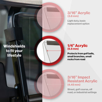 RedDot EZGO RXV Tinted Folding 1/4" Windshield with Rubber Trim (Years 2024-Up)