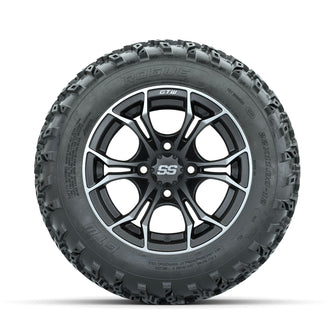 GTW Spyder Machined/Grey 12 in Wheels with 22x11.00-12 Rogue All Terrain Tires  Full Set