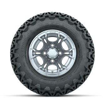 GTW Spyder Silver Brush 10 in Wheels with 20x10-10 Predator All Terrain Tires  Full Set