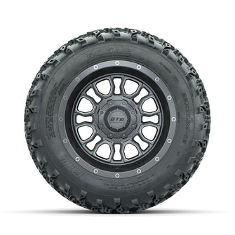 GTW Volt Gunmetal/Machined 12 in Wheels with 22x11.00-12 Rogue All Terrain Tires  Full Set