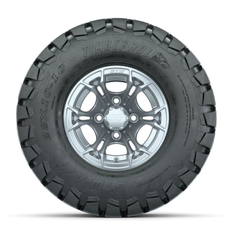 GTW Spyder Silver Brush 10 in Wheels with 22x10-10 Timberwolf All Terrain Tires  Full Set