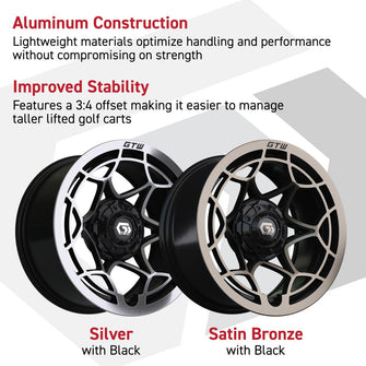 12″ GTW® Nexus Gloss Black with Silver Face Wheel