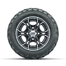 GTW Spyder Machined/Matte Grey 10 in Wheels with 18x9.50-10 Rogue All Terrain Tires – Full Set