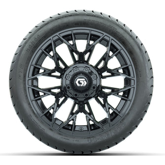 Set of (4) 14 in GTW Stellar Black Wheels with 225/30-14 Mamba Street Tire