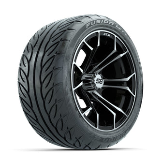 GTW Spyder Machined/Black 14 in Wheels with 225/40-R14 Fusion GTR Street Tires  Full Set