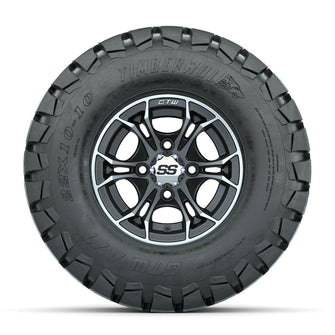 GTW Spyder Machined/Matte Grey 10 in Wheels with 22x10-10 Timberwolf All Terrain Tires – Full Set