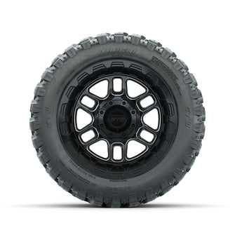 Set of (4) 12 in GTW Titan Machined & Black Wheels with 22x11-R12 Nomad All-Terrain Tires