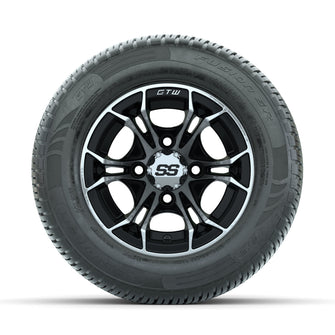 GTW Spyder Machined/Black 10 in Wheels with 205/50-10 Fusion SR Steel Belted Radial Tires  Full Set