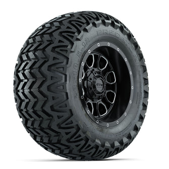 Set of (4) 12 in GTW Volt Machined & Black Wheels with 23x10.5-12 Predator All-Terrain Tires