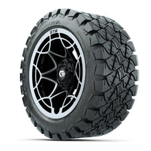 GTW® Nexus Gloss Black/Silver 14 in Wheels with 22x10-14 Timberwolf All-Terrain Tires – Full Set